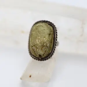 Egyptian Steatite Scarab Ring in Silver Circa 664 to 332 BCE - DK729