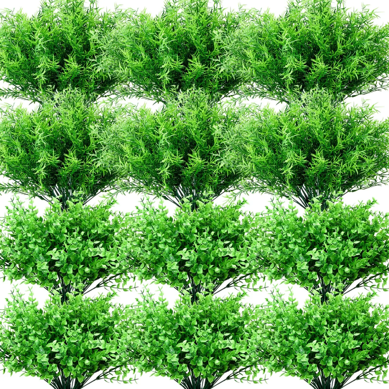 40-Pack UV-Resistant Artificial Grass Shrubs, Plastic Greenery for Farmhouse Garden, Window, Balconies/Porches Decor, Office & Room Decoration Accents, Rustic Arrangements, Lifelike