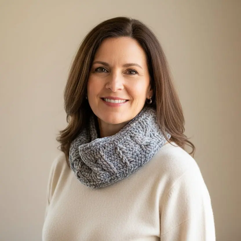 Classic Cable Stitch Infinity Scarf for Women, Handmade Soft Yarn Accessory for Cozy Layering and Casual Wear, 54 Inches, 7 Inches Wide, Generous Sizing, Handmade Crochet Construction, Clothes, 54" Long, Infinity Scarves, Loop Design, Circular, Relaxed Dr