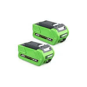 2Pack 40V 6.0Ah 29462 Li-ion Replacement for Greenworks Rechargeable  40V Battery Compatible with Greenworks 40V Cordless Power Tools 29462 29252 Heat Dissipation Rohs Certified