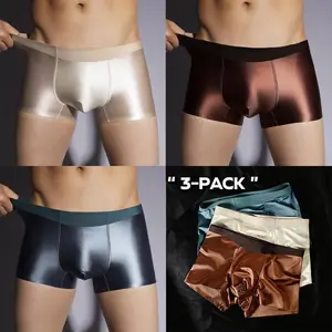 Men's 3-Pack Premium Modal/Silk BoxerBriefs-Ultra-Soft, Cooling, Breathable, Moisture.Wicking, Antibacterial Pouch,gift,made for men,boxer brief,boxers for guys,mens underwer,mens boxers, Menswear,Beige,gift, ‌ Big size ‌