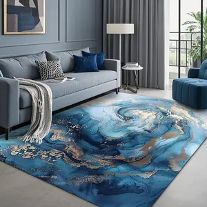Abstract Marble Pattern Area Rug, 1 Count Non-slip Washable Floor Mat, Decorative Carpet for Home Living Room Bedroom Hotel