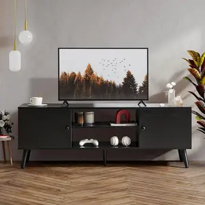 GIANNA TV Stand for TVs up to 60", Modern Mid Century Entertainment Center with Storage, 2 Cabinet Media Console Table
