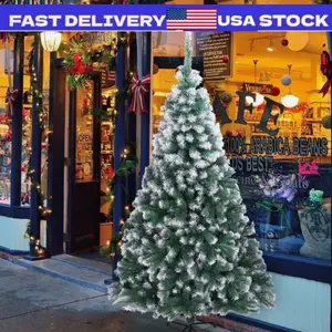 7FT Christmas Tree Xmas Holiday Decoration Artificial Tree Snow Flocked w/ Stand