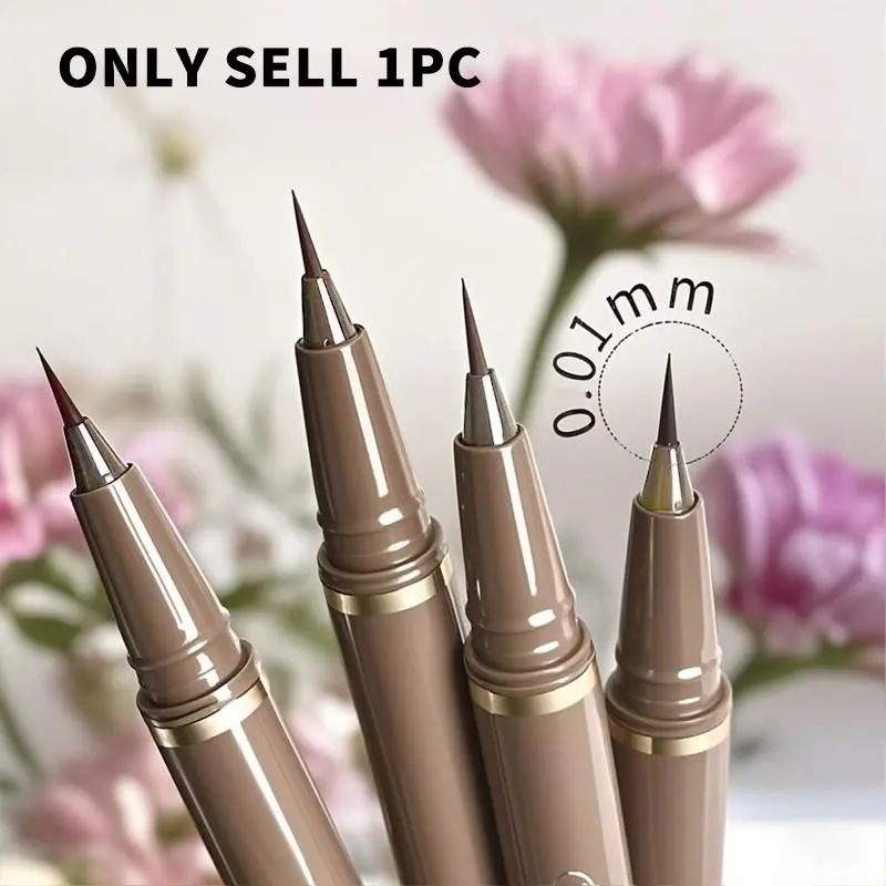 Ultra-Fine Tip Eyeliner Pen, Coffee Color, Waterproof Sweat-Resistant, Suitable for All Skin Types, Smudge-Proof, Precision Brow Brush, Makeup