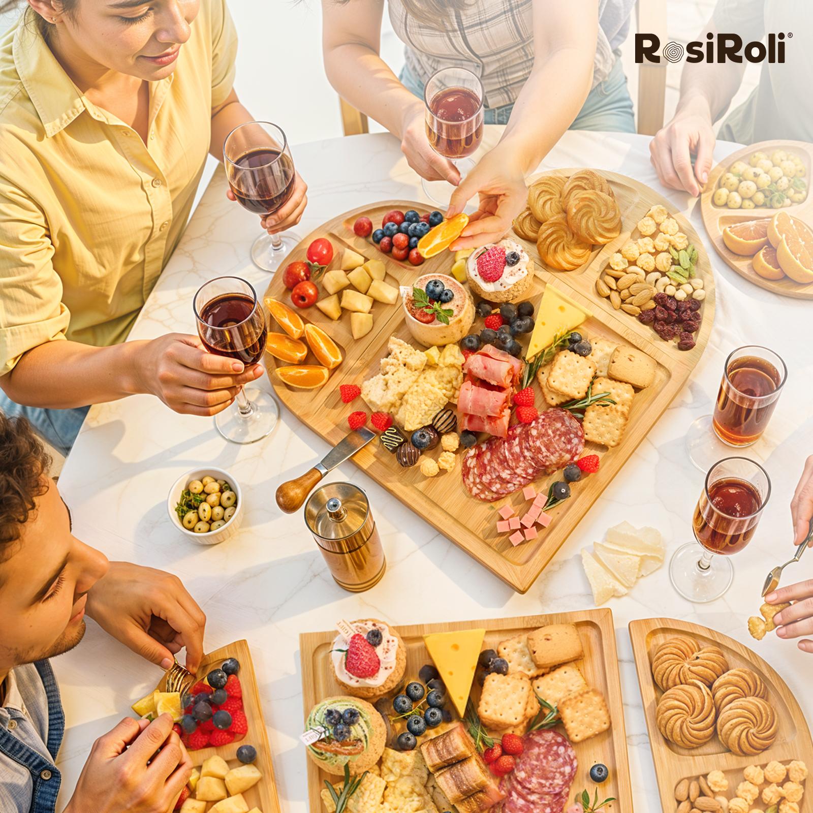 【NewYear2026】Party-Ready Charcuterie Board-Features Magnetic Modular Design Easily Creates Heart, Circle & Square Layouts-Perfect for Gatherings, Picnics,Valentine’s Day Gift