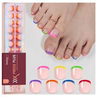 Toe Nails【Pink Neon】16Sizes 224Pcs