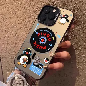 record penguin magsafe Magnetic Ultra-Thin Phone Case for use with iphone 17 air 16 pro max 15 plus 14 pro 13/12/11 cute funny phone cases for iphone X/XS XSMAX wireless charging trending phone case