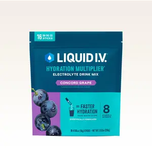 Liquid I.V. Hydration Multiplier - Concord Grape - Hydration Powder Packets | Electrolyte Powder Drink Mix | Convenient Single-Serving Sticks | 8 Vitamins & Nutrients | 1 Pack (16 Servings)
