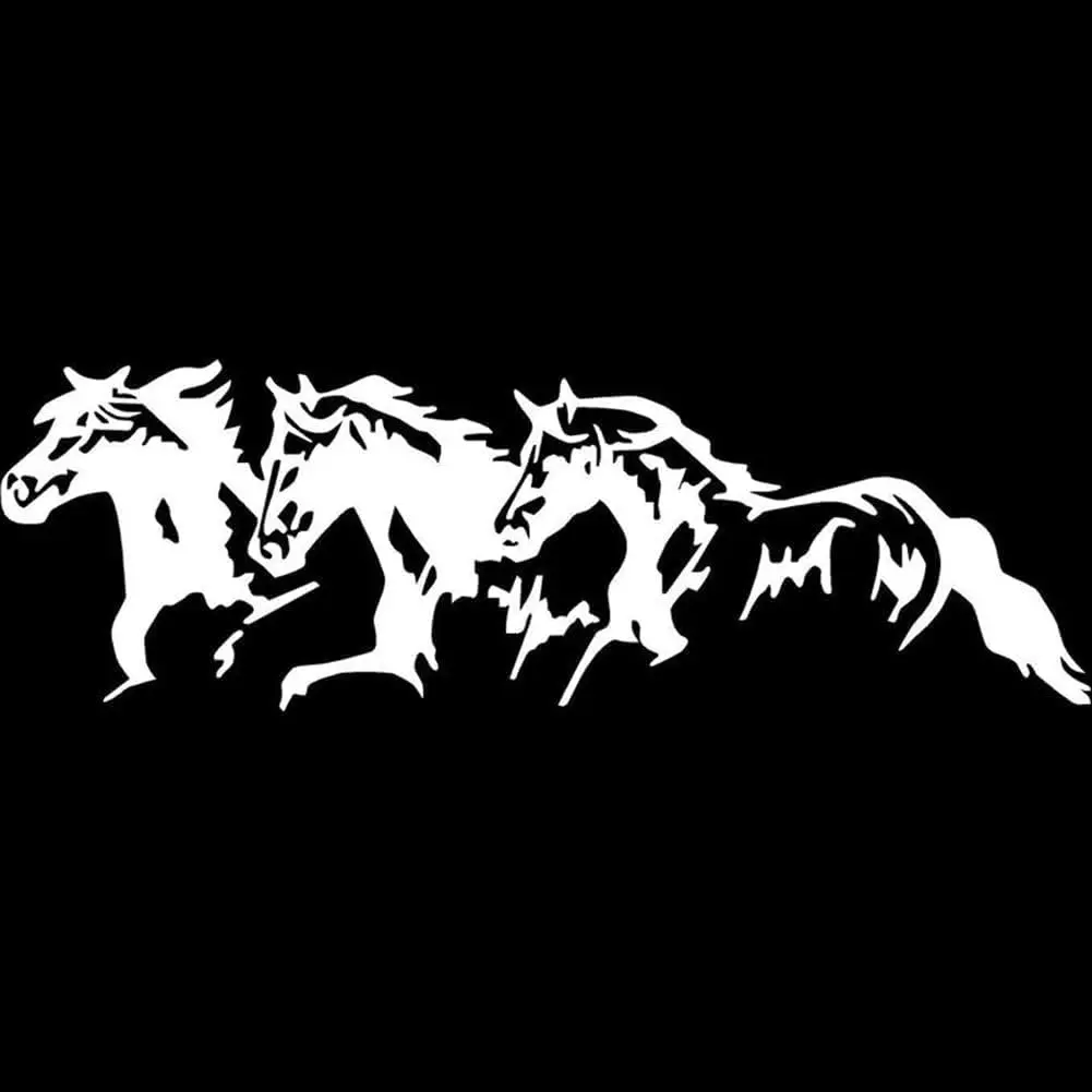 White Running Horses Self-Adhesive Decal Sticker  Decor for   Personalization