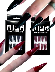 Long & Strong Polished Stiletto False Nails, 12 Sizes, 24 Nails, Art, Extensions, Artificial, Press On, Glue On, Acrylic, Drag Queen, Nail Gloves and Cosplay Claws