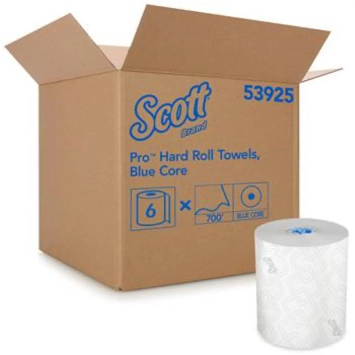 212 MAIN Full Size Pro Hard Roll Paper Towels, 6-Pack Blue Core (7.50" x 700 ft, Core Diameter:1.75"), Absorbency Pockets, Highly Absorbent, Quick-Drying, Unscented White Eco-Friendly Bathroom Fixture Accessory