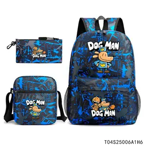 2026 New Detective Dog Small and Medium-sized Heat-Painted School Bag Animation Peripheral Backpack Shoulder Bag Pen Case Three-piece Set