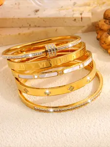 Non-fading stainless steel jewelry inlaid with crystal cubic zirconia fashion love friendship designer bracelet jewelry gift for daily wear Stackable Bracelets