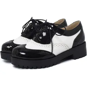 Women's Classic Oxford Shoes with Platform Sole Round Toe Design Minimalist Business Style Loafers Comfortable Everyday Walking Shoes Versatile Footwear for Work Casual Outings Perfect Gift Choice