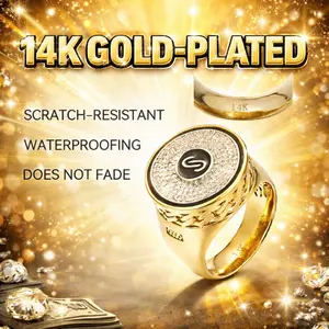 14K Gold Plated Zirconia Eternity Ring Cluster Iced Out Lab-Simulated Diamond Band Micropave Bling Ring for Women & Men's Wedding Engagement Ring