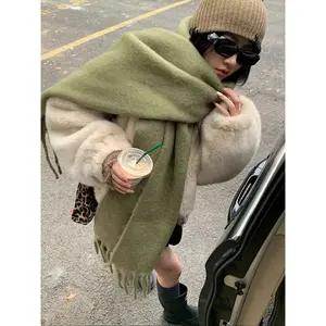 Women's Soft Plush Scarf, Warm Winter Fashion Accessory, Multi-Functional Design, Knitted Edges, Perfect for Cold Weather, Fluffy Soft Scarf
