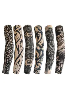 6 Pcs Tattoo Ice Sleeves Set, Floral Arm Tattoo Design, Seamless Breathable Sun Protection, Essential for Outdoor Cycling