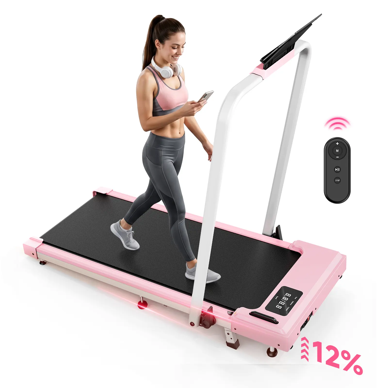 【Summerwins】Walking Pad Treadmill with 12% Incline, 6.8MPH/3.8MPHFoldable Treadmills for Home Office, Portable Walking Pad 265lbs Capacity, Remote Control, Led Touch Screen, 2s Folding Treadmill,DealsForYouDays