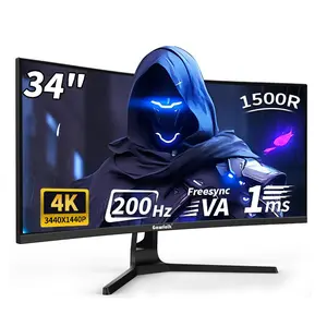 Gawfolk 34" 200Hz Ultrawide Curved Monitor – 3440x1440 UWQHD, 1500R, 21:9, 120% sRGB, Adaptive Sync, Speaker, DP/HDMI, VESA Ready