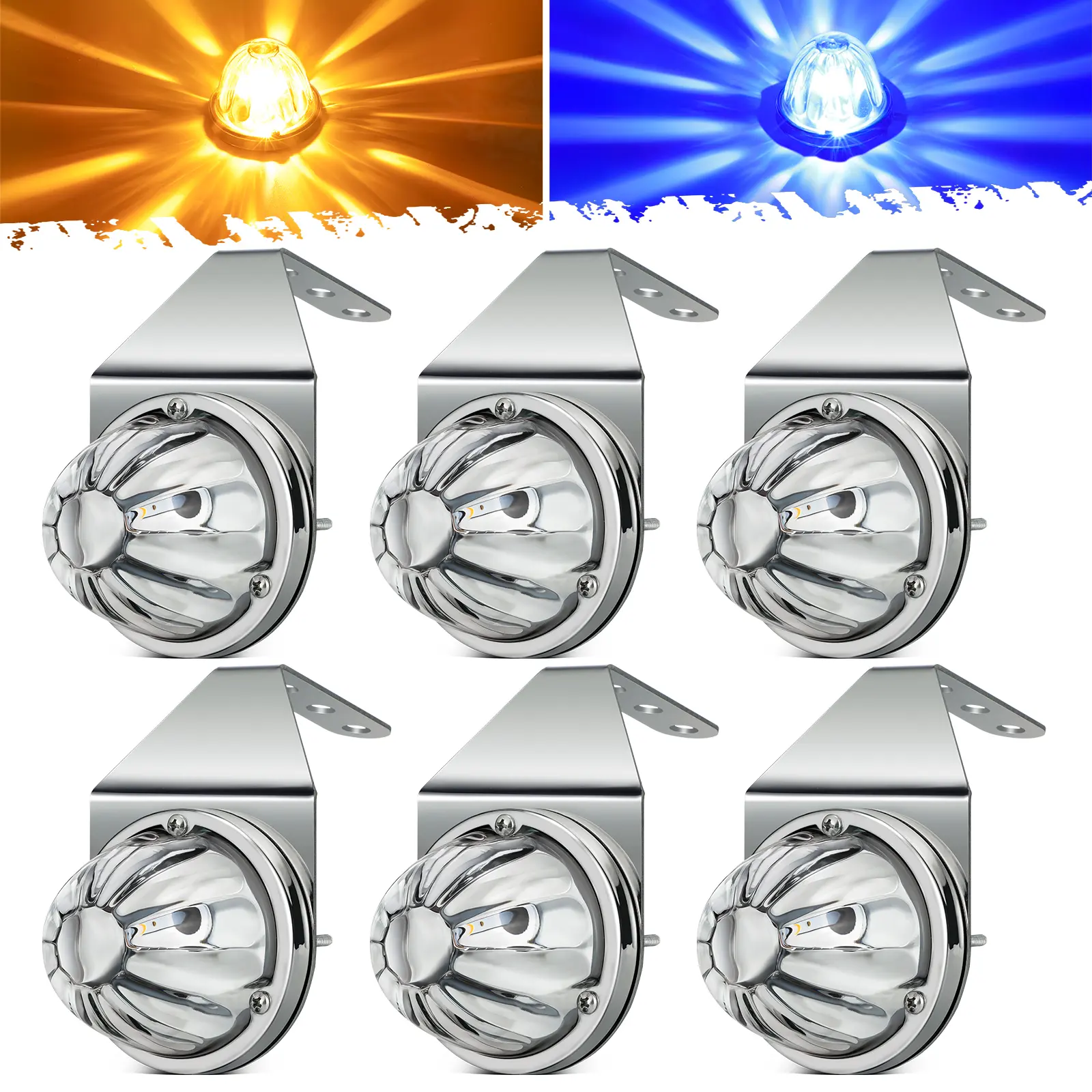 Amber/Blue-6 Pieces-Clear Lenses