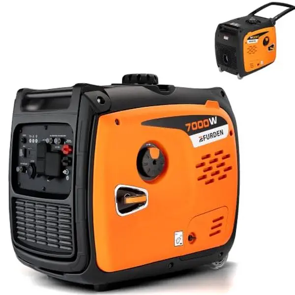 Efurden 7000 Watt Portable Inverter Generator, Handle & Wheel Kit (EDOG15) | Quiet Gas Powered Generator with Eco Mode, 30A RV Ready, THD < 2% Clean Power, 3.5 Gal Large Fuel Tank, Home Backup, Camping