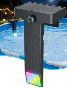 POOLHOUR Poolside Solar light,for Three Types Pools,Submersible Pool Lights with Remote, Waterproof Design (Black, 1 Pack)Decorative Lighting