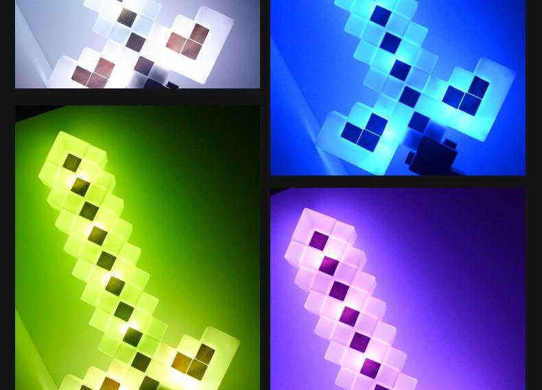 LED Light-Up Enchanted Sword Pixel Life-Size Role-Play Toy Costume Accessory Inspired by Video Game