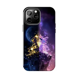 **Umbreon & Espeon Galaxy Pokemon Phone Case for iPhone 7-17 Pro Max & Samsung Galaxy S21-S26 Ultra | Cosmic Shockproof Protective TPU Cover**