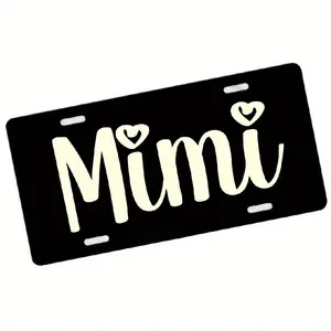 Black Personalized License Plate, Mimi Car Tag, Front Car Tag, Personalized License Plate, Monogram Car Tag, Aluminum Front License Plate- 6x12- inch polished metal standard plate, easy to install, for decor only, Made in USA