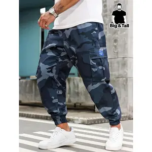 【Plus Size】 Men's Camo Print Pocket Cargo Pants, Regular Fit Casual Street Fashion Trousers for Daily Wear, Men's Bottoms for All Seasons（gift）