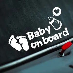 1PC Parent-Child Style "Baby on board" Logo Sticker For Car Windows, Sticker For Cars, Decal For Cars, Maternity & Baby-Themed Backpacks, Decor Items Baby Footprints + Baby Bottle Decor Fill With Warm Parent-Child Travel Vibe