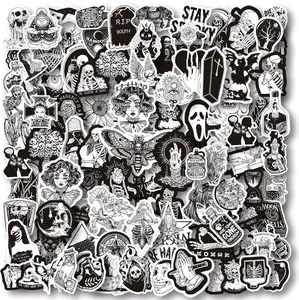 Gothic Vinyl Sticker Pack for Adults, Glossy, Black and White, 25Pcs
