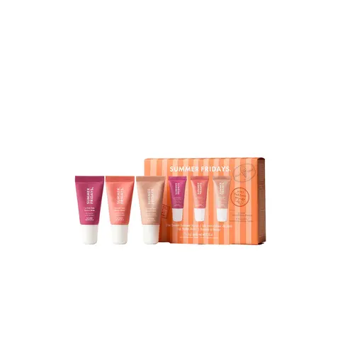 Summer Fridays Sweet Summer Multi-Flavored Minis Lip Balm Set - 5ml Caramel, Berry Sorbet, Raspberry Tubes for Hydrating Treatments, Mini Gifts, Pair w/ Any Lip Product