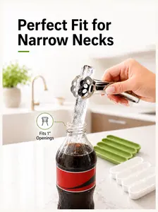3-Piece Silicone Ice Stick Mold Set (2 Trays + Tong) - Fits 1" Water & Soda Bottles, Perfect for Iced Coffee & Tumblers