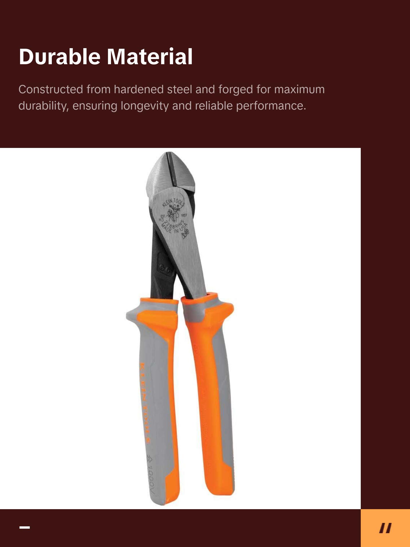 Klein Tools 2288RINS Diagonal Cutting Pliers, Insulated, High Leverage, 8-Inch