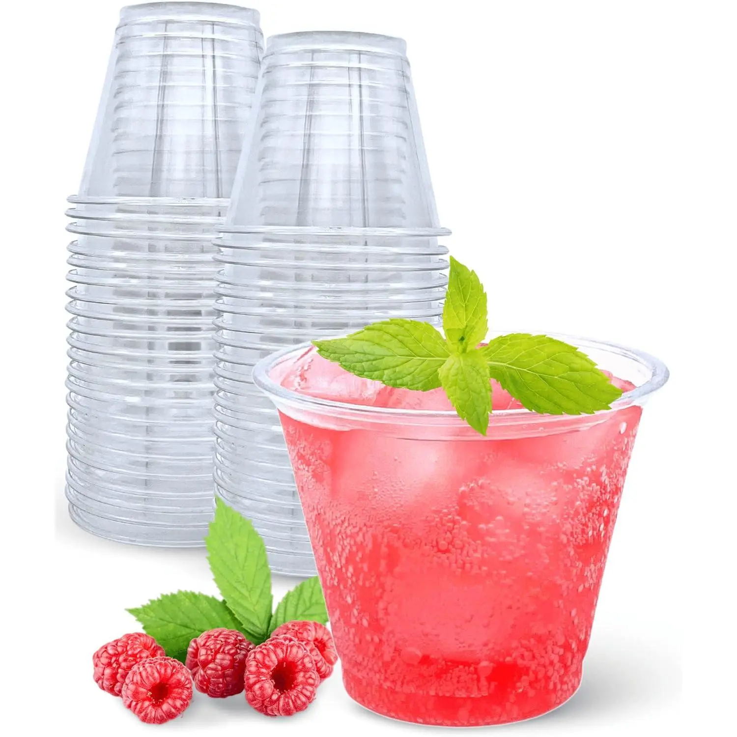 9 oz Clear Plastic Drinking Cups, 50 Pack Classic Clear Disposable Wine Cups for Wedding &amp; Party, Elegant Cocktail Cups, Plastic Tumblers for Iced Coffee, Cold Beverage