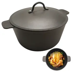 5.2QT Cast Iron Dutch Oven with Lid, Oven Safe up to 500°F, for Bread Baking, Braising, Stewing, and Roasting, Cookware Kitchen