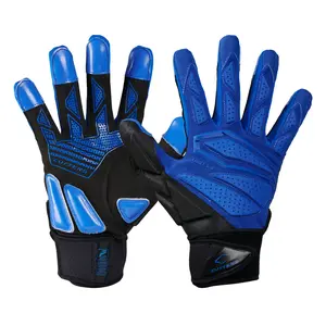 Cutters Force 6.0 Royal Blue Football Lineman Gloves for Adults with Extra Padding and Flexibility Double Wrist Strap for Support and Ultimate Grip