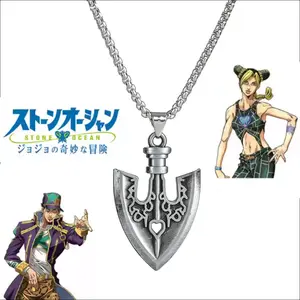Jojo Beetle Arrow Necklace, Anime Inspired Pendant Chain, Vintage Cosplay Jewelry Gift for Manga Fans & Collectors