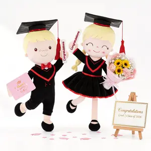 2026 Graduation Doll Soft Stuffed Toy Cute Graduation Gift for Kindergarten Preschool Girls Graduation Day Keepsake Doll with Cap and Dress Hugable Comfort Toy Classroom Ceremony Nursery Decor Photo Prop