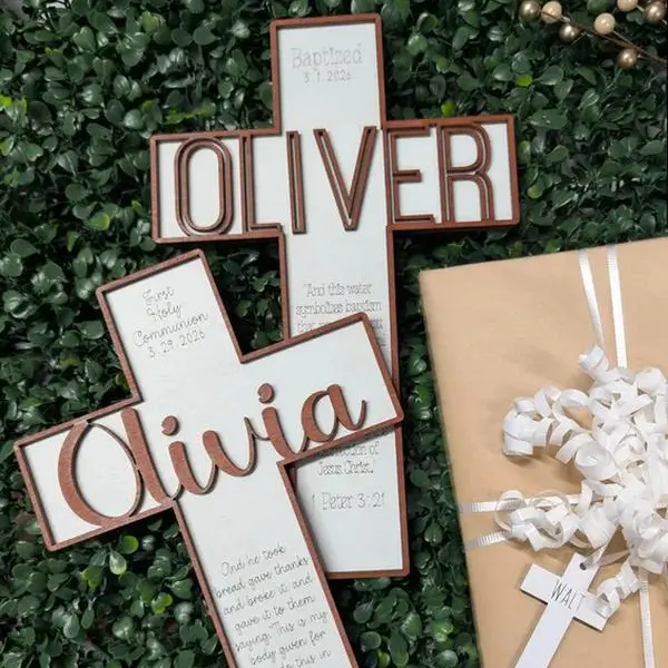 Personalized Baptism Cross | First Communion & Confirmation Gift | Custom Name Religious Keepsake