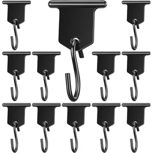 12 Pairs S Shaped Awning Hooks for Lights Camping Awning Accessory Hangers Party Light Hangers for Christmas Party Camping Tent Indoor Outdoor Supplies Black