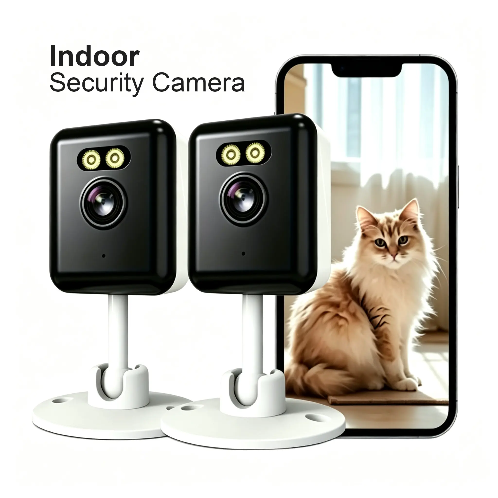 1080P Pet/Baby Camera, WiFi Night Vision 2-Way Audio, Motion Detection App Control, AI-Powered, Works with Alexa for Home