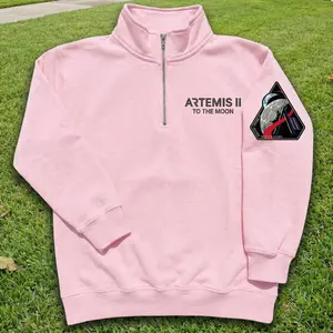 Artemis II To The moon Embroidered Quarter Zip, Space Enthusiast Pullover, NASA Quarter Zip, Space Lover Gift