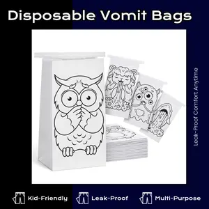 Beech & Lambert Disposable Vomit Bags (20 Pack) – Travel Emesis Bags for Motion Sickness, Nausea & Car Use – Leak-Proof Design for Adults & Kids – 4 Unique Colorable Designs for Fun Relief