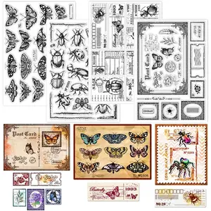 4 Sheets  Postcard Clear  for Card Making  Frame  Clear    Butterfly Transparent  for DIY Scrapbooking 8.27x5.83inch