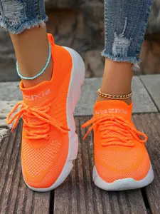 Women's Fashionable Lace Up Mesh Low Top Sneakers, Casual Comfortable Breathable Sports Running Shoes, All-match Basic Shoes for Daily Wear