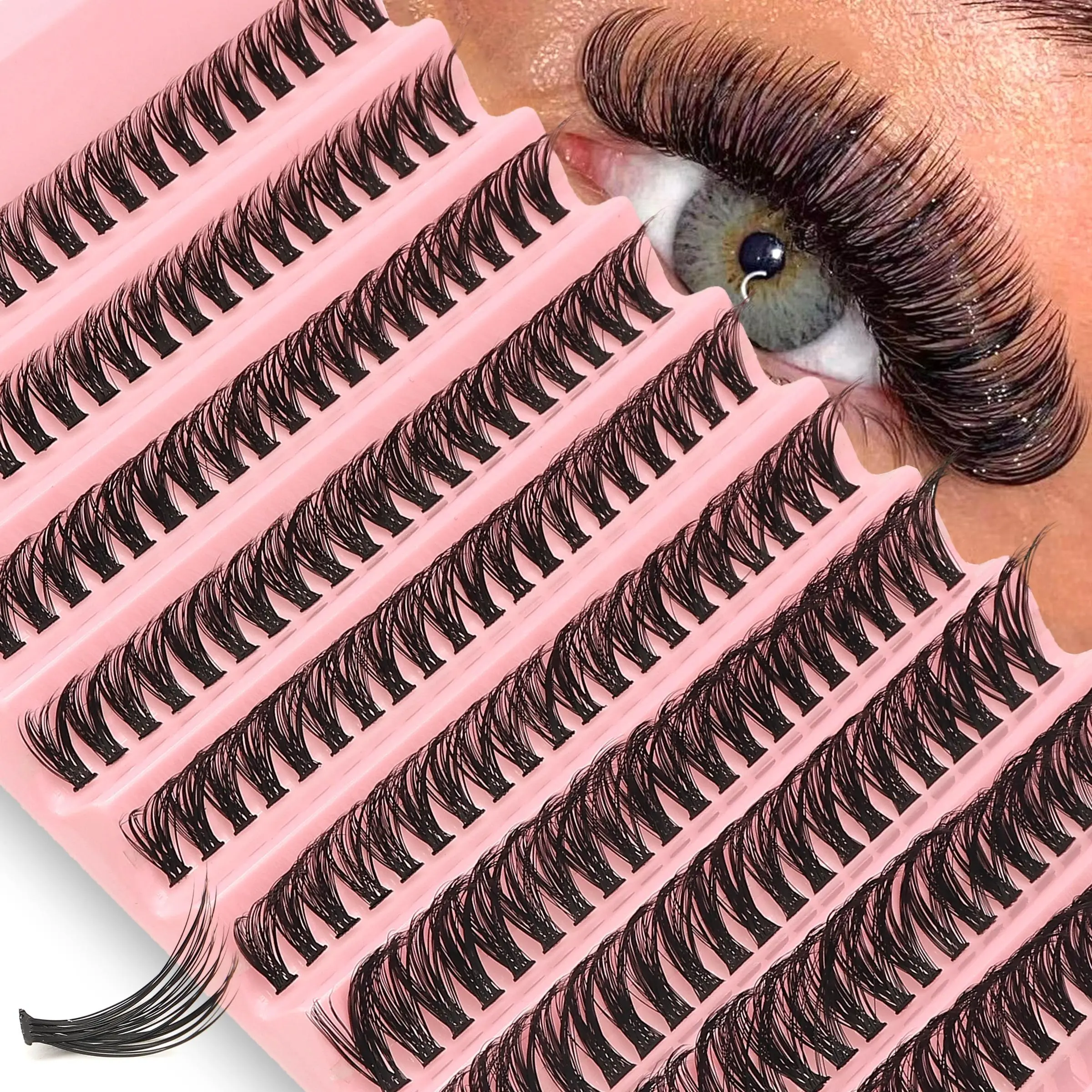 Natural Look Individual DIY False Eyelashes, Diy Dramatic Lashes, 10 Rows 8-16mm Mixed Length Faux Beauty Eyelash Clusters, Self Grafting Curling Fake Eyelashes, Fluffy Volume Eyelashes, Eyelash Extension, Makeup Lash Clusters