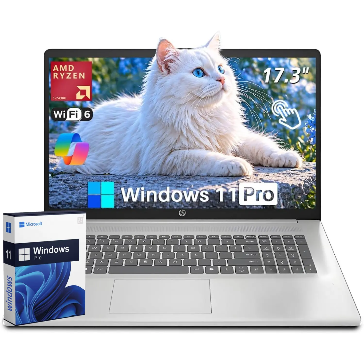 HP 17.3" Touchscreen Business 2-in-1 Laptop (AMD Ryzen 5 7430U 6-Core, Up to 32GB RAM, Up to 2TB SSD, HD+ Anti-Glare Display, Wi-Fi 6, Bluetooth 5.4, Copilot AI, Fast Charge, Windows 11 Pro) – Touch Screen, HD Display, Type-C Port, Terabyte Memory Laptops
